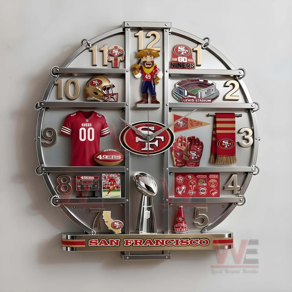 San Francisco 49ers Home Decorative 3D Wall Clock 5 San Francisco 49ers Home Decorative 3D Wall Clock - Image 5