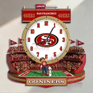 San Francisco 49ers Stadium Decorative 3D Wall Clock 8 Close view of San Francisco Forty Niners decorative wall clock with stadium design and strong team spirit!
