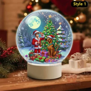 Scooby Doo Christmas Snowball Decoration Led Light 5 A snow globe with Scooby Doo and a Santa dressed character surrounded by gifts under a moonlit Christmas tree!