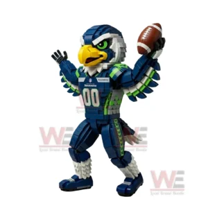 Seattle Seahawks Blitz Brick Set 5 Seattle Seahawks brick bird mascot figure holding a football isolated on white background!