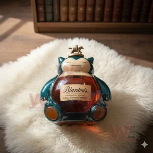 Cute Snorlax Whiskey Bottle 8 A creature shaped bottle with a rider figure on top placed on a soft rug in a sunlit room!