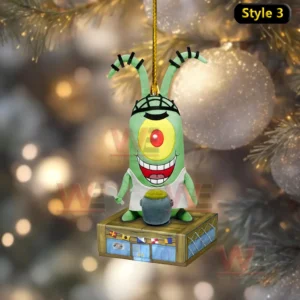 Spongebob Squarepants Christmas Ornament 5 A holiday ornament with a green cartoon character standing on a themed platform!