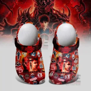 Shoes displayed with intense red artwork and multiple character silhouettes arranged across the surface!