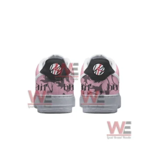 Stray Kids Do it Air Force 1 Sneaker 5 Pink custom sneakers seen from the back with graphic lettering on the heel and a white sole on a clean studio background!