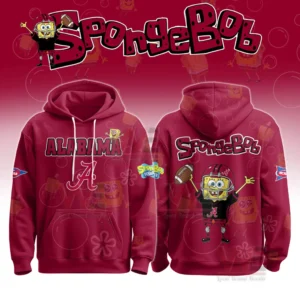 Alabama college hoodie with SpongeBob football design on front and back!