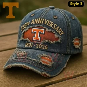 Blue denim distressed Tennessee Volunteers anniversary baseball cap with orange logo!
