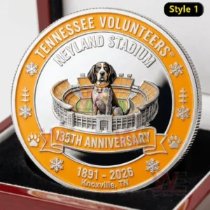 Tennessee Volunteers commemorative coin with mascot Neyland Stadium and orange themed details!