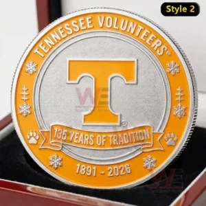 Tennessee Volunteers 1891-2026 135th Anniversary Commemorative Coin 3 Tennessee Volunteers commemorative coin reverse side with large T logo and tradition design!