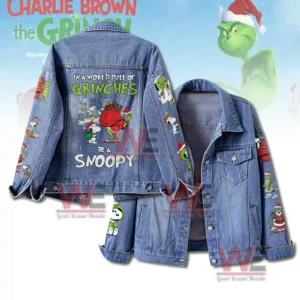 The Grinch Snoopy Christmas Denim Jacket