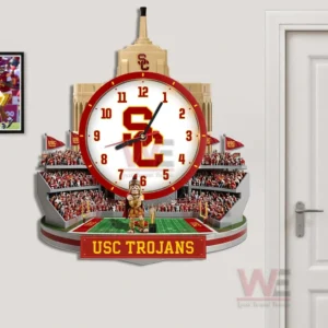 USC Trojans Stadium Decorative 3D Wall Clock 7 USC Trojans wall clock displayed on wall near door!