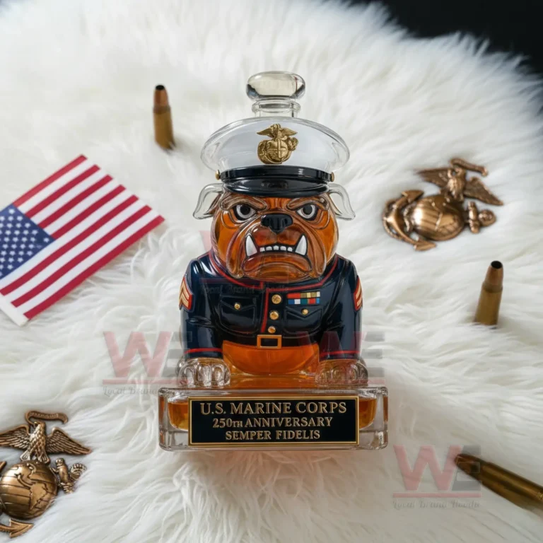USMC 250th Anniversary Devil Dog Whiskey Bottle - WeLocalBrandHoodie