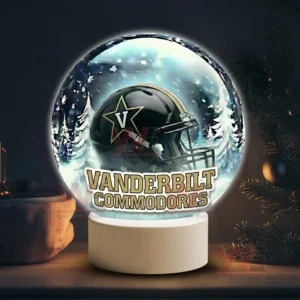 Vanderbilt Commodores LED Snow Globe Night Light Christmas Ornament 5 Snowy themed decorative globe with a Vanderbilt Commodores helmet on a white stand!