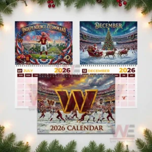 A grouped set of vibrant calendar images highlighting July patriotism December holiday magic and the central snowy cover design!
