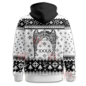YUNGBLUD Idols Waffle Hoodie 5 Back view of Yungblud hoodie with angel wings graphic and Idols lettering!