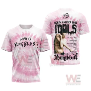 Front and back views of pink tie dye idols tour shirt!