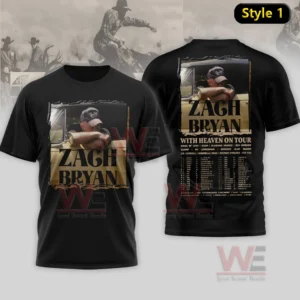 Black music tour shirt with artist photo on the front and detailed tour dates on the back!
