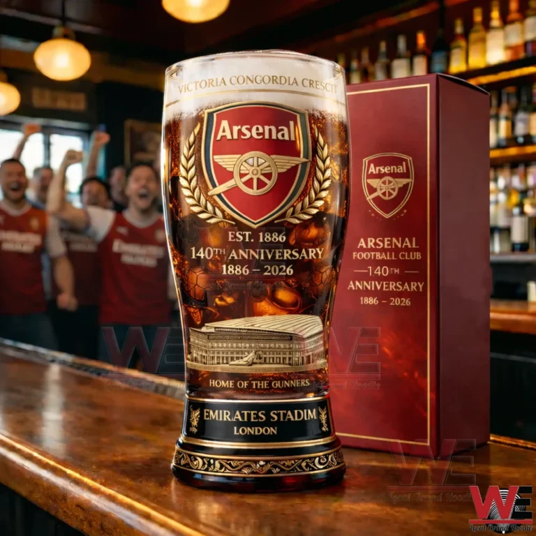 Arsenal 140th Anniversary Emirates Stadium Beer Glass - WeLocalBrandHoodie