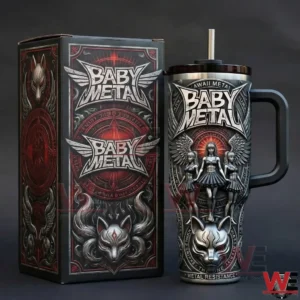 BABYMETAL Band 40oz Tumbler 5 A Yeti tumbler and its presentation box featuring BABYMETAL artwork photographed together in a clean studio environment!