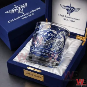 Bon Jovi anniversary glass in a blue limited edition display box!