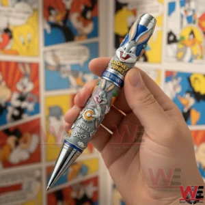 Hand holding a Looney Tunes Bugs Bunny pen with cartoon panel background!