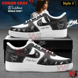 Dark gray custom sneakers with Wishbone tour inspired symbols signature style and custom name!