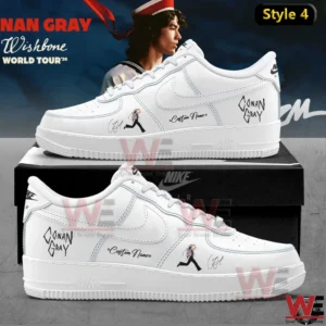 Minimal white custom sneakers with Wishbone tour inspiration signature detail and custom name!