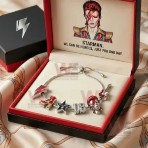 David Bowie Starman We can be Heroes Adjustable Charm Bracelet