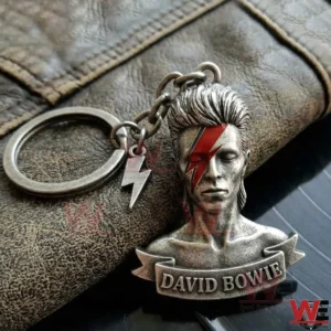 David Bowie tribute 3D Resin keychain 3 A close up of a David Bowie portrait keychain showing fine facial details and a classic collectible appearance!