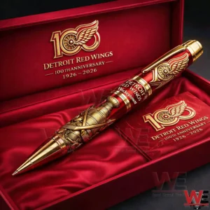 A decorative red and gold pen placed neatly in a presentation box with rich colors and refined craftsmanship!
