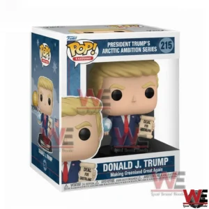 Boxed vinyl political figure in a suit holding a document inside a clear front display box!