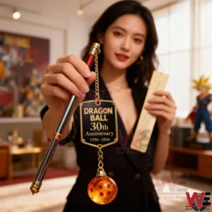 The image presents a decorative bookmark with a chain attached plaque and a bright orb element held in hand for display!