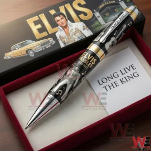 Elvis Presley commemorative pen placed inside an elegant gift box with iconic imagery!