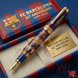 FC Barcelona one hundred twenty seventh anniversary fountain pen displayed in a themed presentation box with club crest and commemorative details!