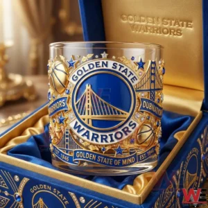 Golden State Warriors whisky glass displayed in a luxury gift box!