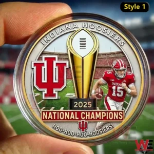 Indiana Hoosiers national champions challenge coin with trophy IU logo and football player design!