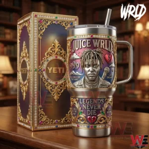 Juice Wrld themed insulated mug with ornate design and gift box!