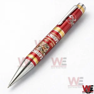 Kansas City Chiefs 66th anniversary 1960 2026 commemorative pen in red and gold with team logo and anniversary text photographed on a white background!