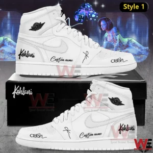 White high top shoes with signature graphics and custom name!