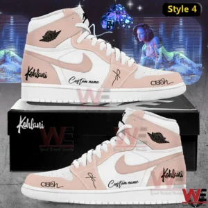 Two tone white and nude high top shoes with signature design!