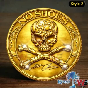 Kenny Chesney Noshoes Nation Gold Commemorative Coin 6 Back of gold commemorative coin with skull symbol!