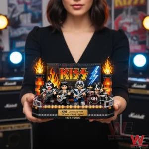 Brick built KISS rock band stage with four figures and flame lights!