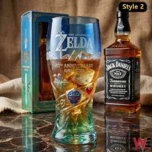 Legend of Zelda Anniversary 1986-2026 Limited Edition Glass 7 Commemorative The Legend of Zelda anniversary drinking glass on display!
