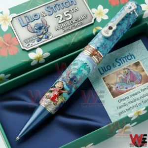 Lilo and Stitch commemorative pen displayed in a decorative tropical gift box with animated character art!