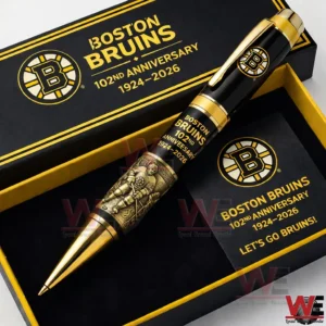 Boston Bruins anniversary pen displayed in a black and gold presentation box!