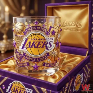 Lakers glass displayed in a luxury gift box!
