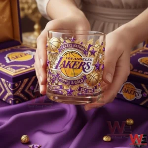 Hands holding a Los Angeles Lakers glass!