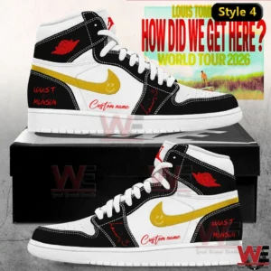 Black white and gold high top sneaker with custom name world tour inspired!