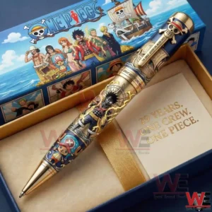 One Piece collector pen placed in a presentation box with pirate adventure artwork!