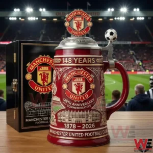 Manchester United 148 years commemorative stein on a table!