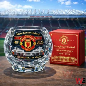 Manchester United anniversary crystal football glass with gift box at stadium!